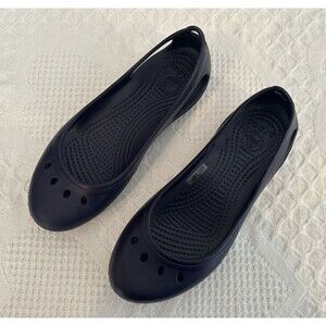 Crocs Womens Kadee Navy Blue Slip Resistant Comfort Ballet Flat Size 7